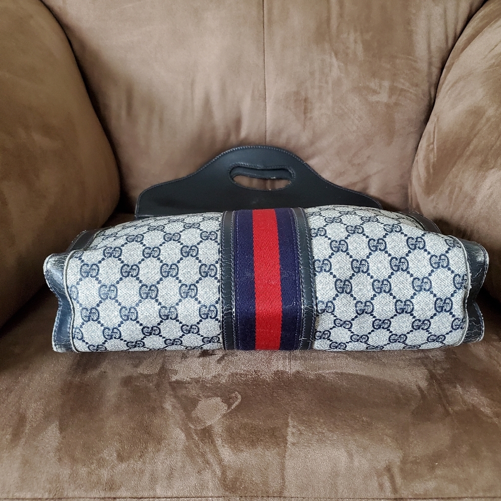 Unisex Authentic Blue Vintage Gucci Tote Handbag - Picture 5 of 16